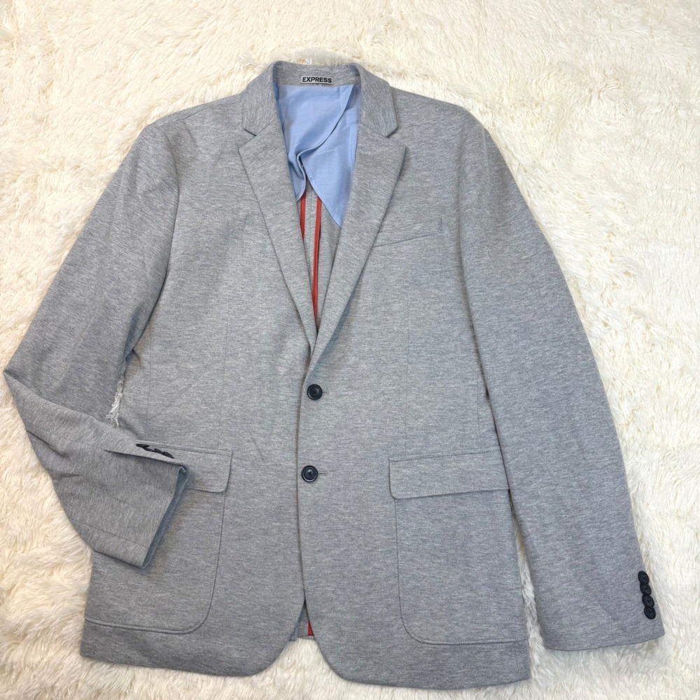 Express Blazer Mens Medium Unstructured Gray Slim Fit Photographer Jacket Preppy